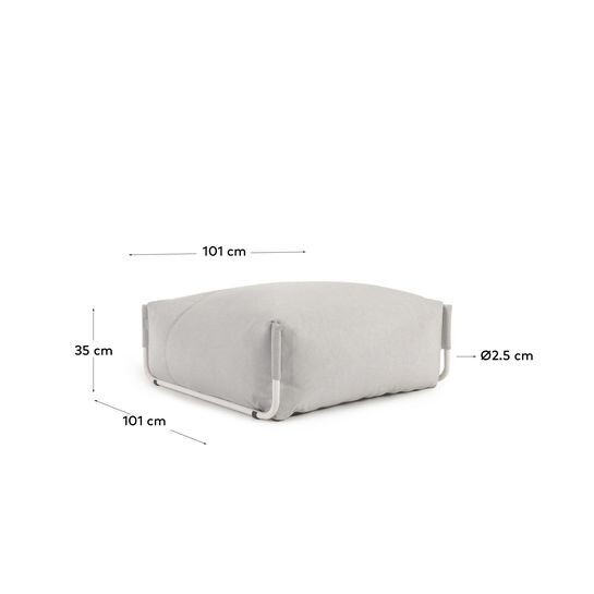 Puf sofá modular 100% para exterior Square gris claro y aluminio blanco 101 x 101 cm