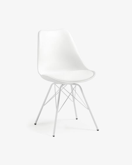 Silla Ralf blanco con patas de metal