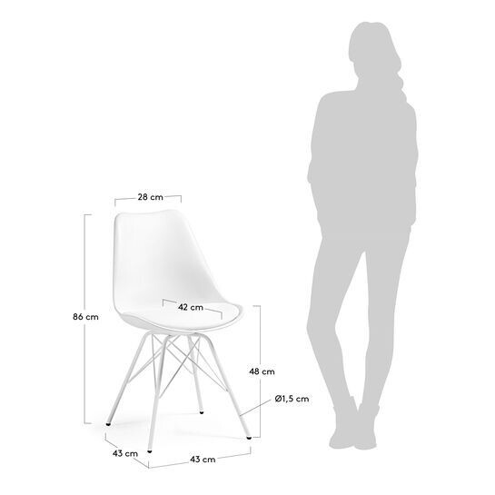 Silla Ralf blanco con patas de metal