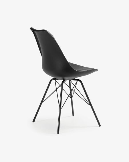 Silla Ralf negro con patas de metal