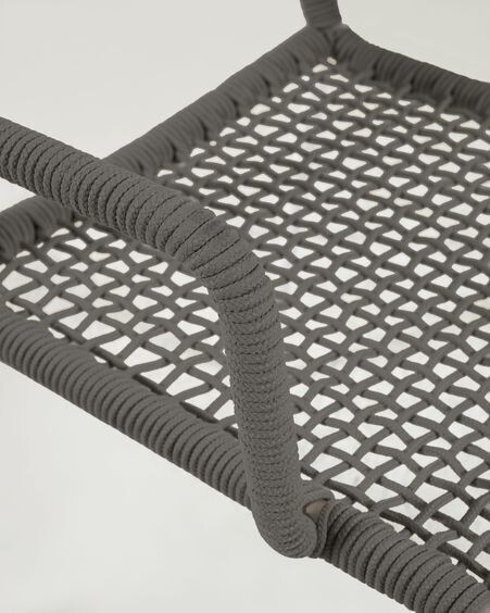 Silla Cailin de cuerda verde y patas de acero galvanizado pintado en verde oscuro