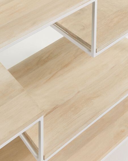 Estantería Push de madera maciza de mango y acero blanco 100 x 180 cm