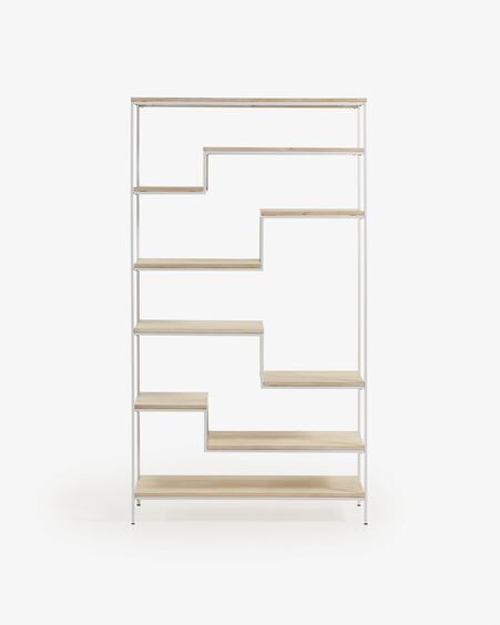 Estantería Push de madera maciza de mango y acero blanco 100 x 180 cm