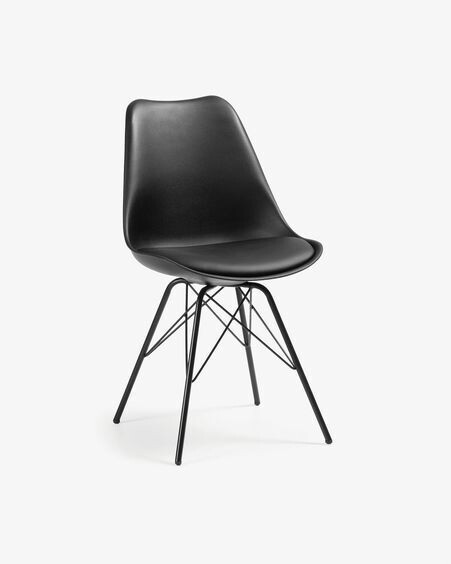 Silla Ralf negro con patas de metal