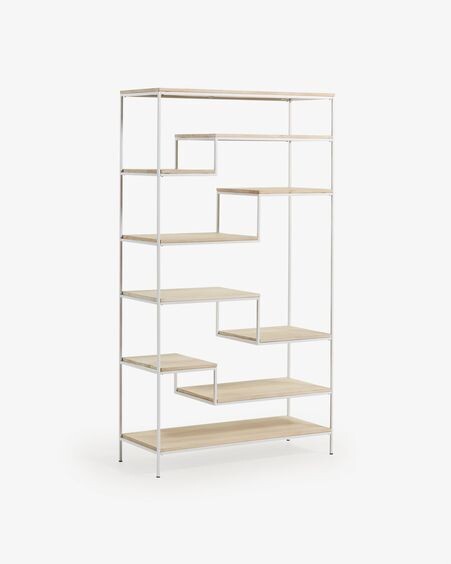 Estantería Push de madera maciza de mango y acero blanco 100 x 180 cm