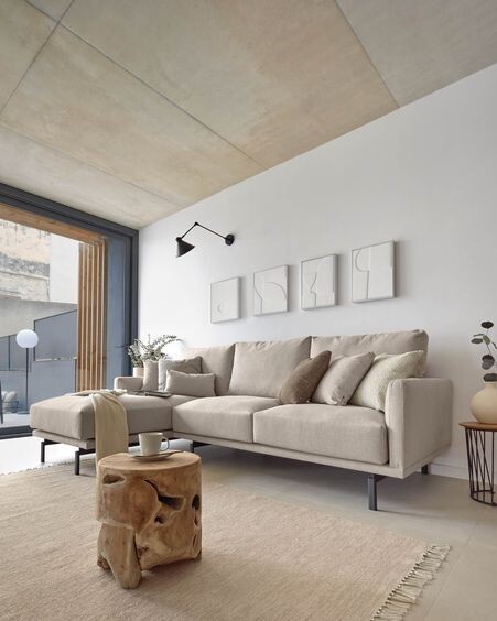 Sofá Galene 3 plazas con chaise longue izquierdo beige 254 cm