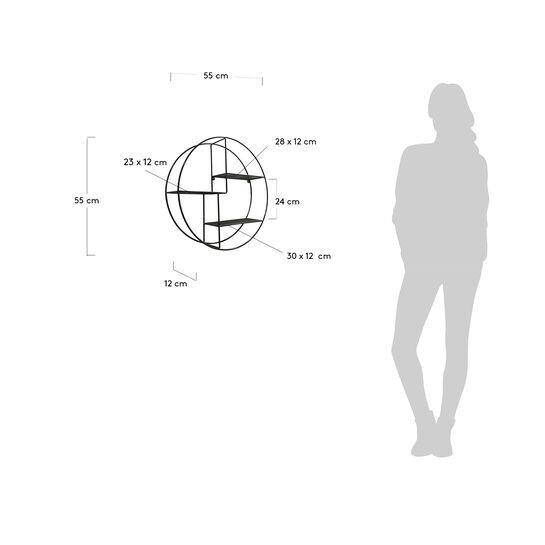 Estantería de pared Across de acero con acabado negro Ø 55 cm