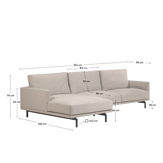 Sofá Galene 3 plazas con chaise longue izquierdo beige 254 cm