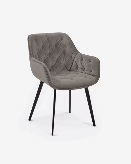 Silla Mulder terciopelo gris