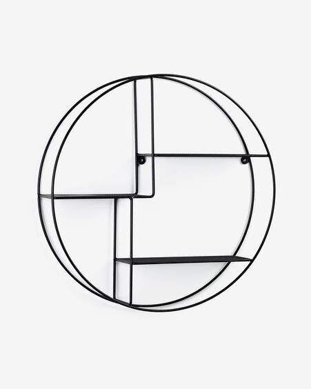 Estantería de pared Across de acero con acabado negro Ø 55 cm