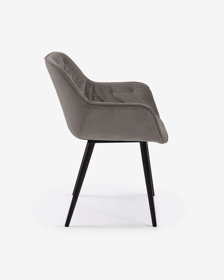 Silla Mulder terciopelo gris