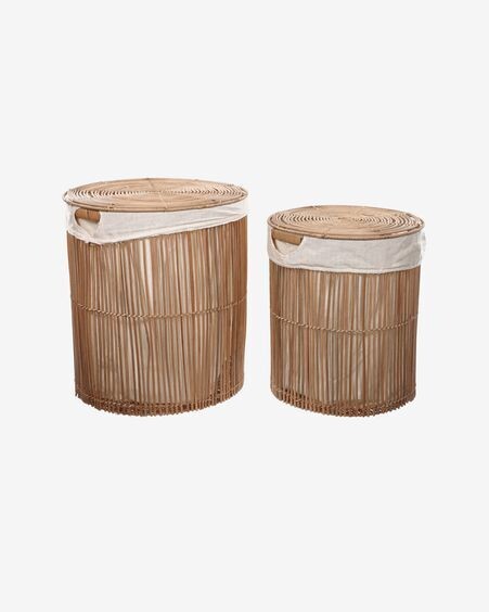 Set Diadorin de 2 cestos de ropa 100% ratán con acabado natural