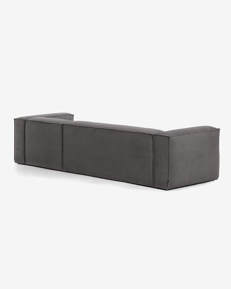 Sofá Blok 4 plazas chaise longue derecho pana gruesa gris 330 cm