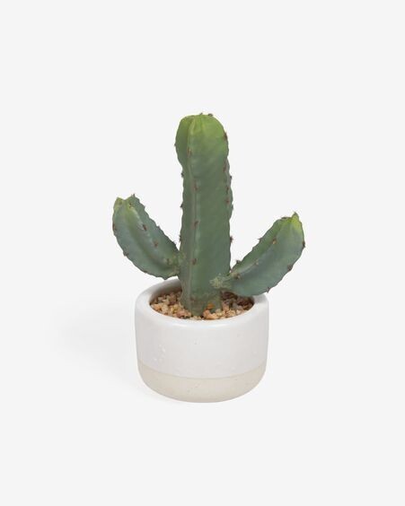 Planta artificial Cactus con maceta blanco 22 cm