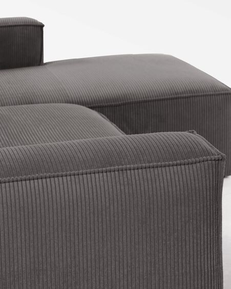 Sofá Blok 4 plazas chaise longue derecho pana gruesa gris 330 cm