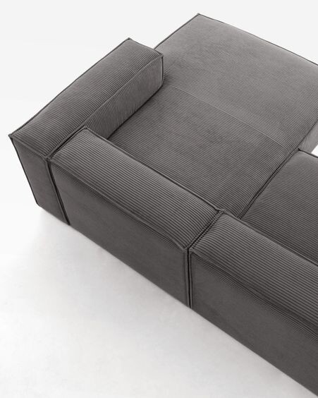 Sofá Blok 4 plazas chaise longue derecho pana gruesa gris 330 cm