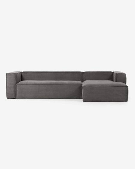 Sofá Blok 4 plazas chaise longue derecho pana gruesa gris 330 cm