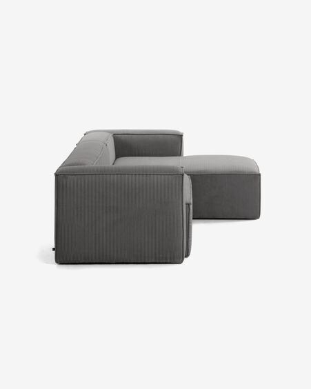 Sofá Blok 4 plazas chaise longue derecho pana gruesa gris 330 cm