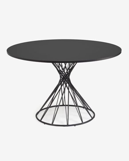 Mesa redonda Niut de DM lacado negro patas de acero acabado negro Ø 120 cm