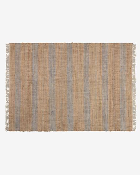 Alfombra Eda de yute con rayas azul 160 x 230 cm