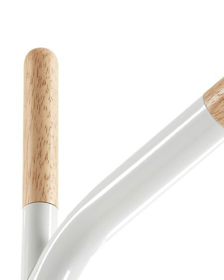 Perchero Nerb acero blanco y madera de caucho natural 175 cm