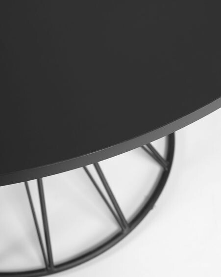 Mesa redonda Niut de DM lacado negro patas de acero acabado negro Ø 120 cm
