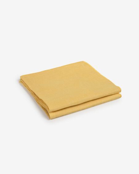 Set Eyen de 2 servilletas de algodón y lino amarillo