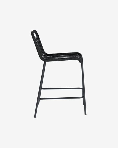 Taburete Lambton de cuerda negro y acero con acabado negro altura 62 cm
