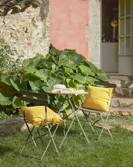 Set Eyen de 2 servilletas de algodón y lino amarillo