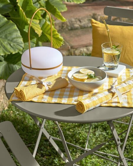 Set Eyen de 2 servilletas de algodón y lino amarillo