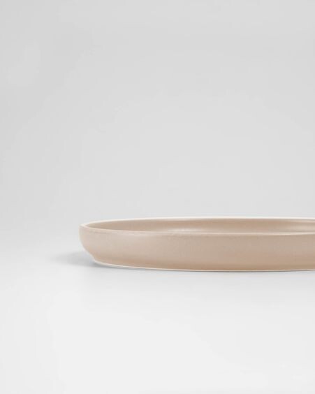 Plato de postre Shun de porcelana beige