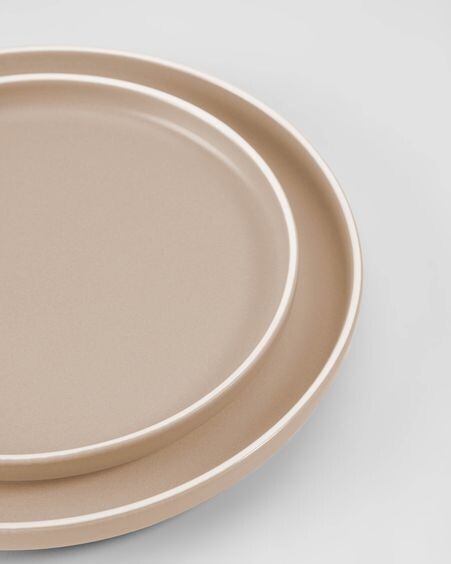 Plato de postre Shun de porcelana beige