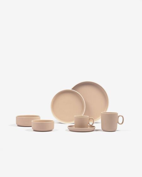 Plato de postre Shun de porcelana beige