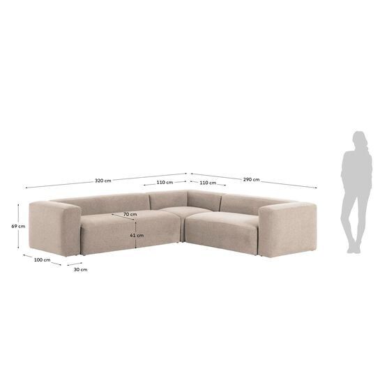 Sofá rinconero Blok 5 plazas beige 320 x 290 cm