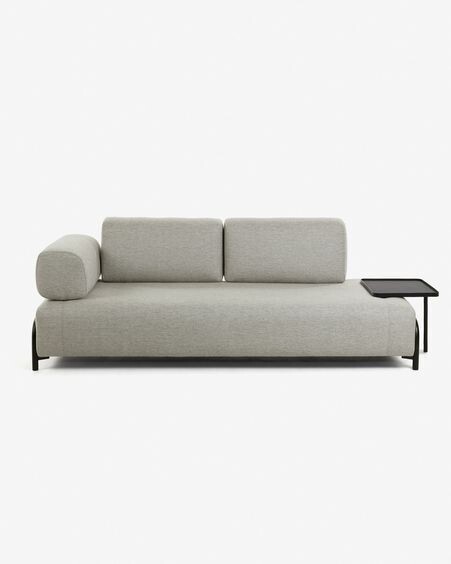 Sofá Compo 3 plazas beige con bandeja grande 252 cm