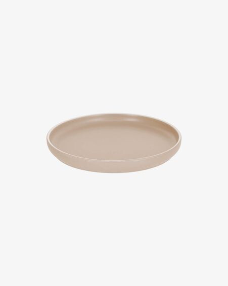 Plato de postre Shun de porcelana beige