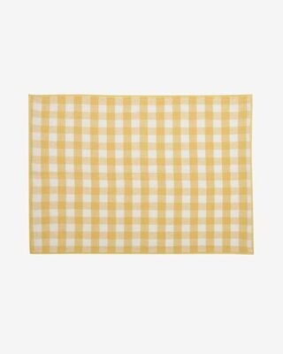 Set Eyen de 2 manteles individuales de algodón y lino con cuadros blanco y amarillo