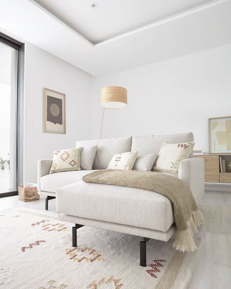 Sofá Galene 3 plazas con chaise longue derecho beige 194 cm