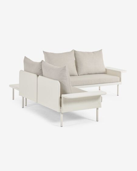 Set exterior Zaltana de sofá rinconero y mesa aluminio acabado pintado blanco mate 164 cm