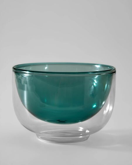 Bol Braulia de cristal verde y transparente