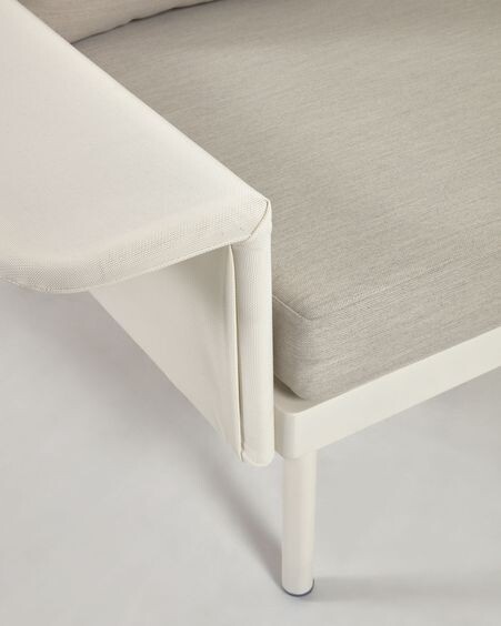 Set exterior Zaltana de sofá rinconero y mesa aluminio acabado pintado blanco mate 164 cm