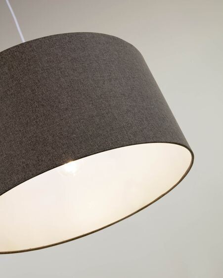 Pantalla lámpara de techo pequeño Nazli de lino con acabado gris Ø 40 cm
