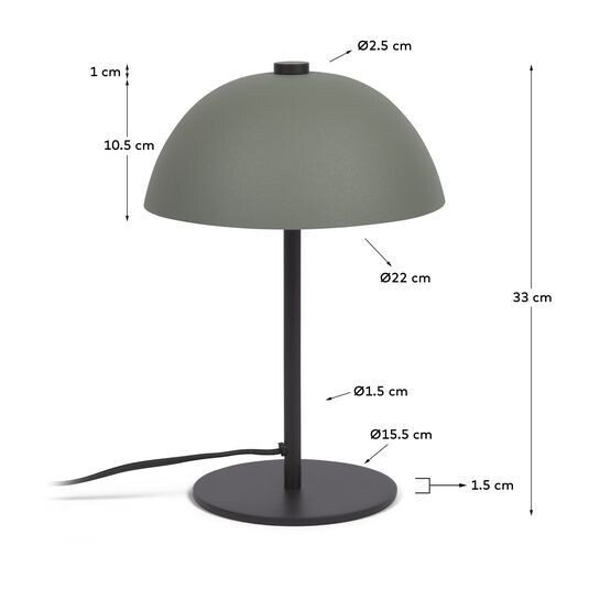 Lámpara de mesa Aleyla de metal con acabado verde