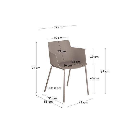 Silla con brazos Hannia marrón
