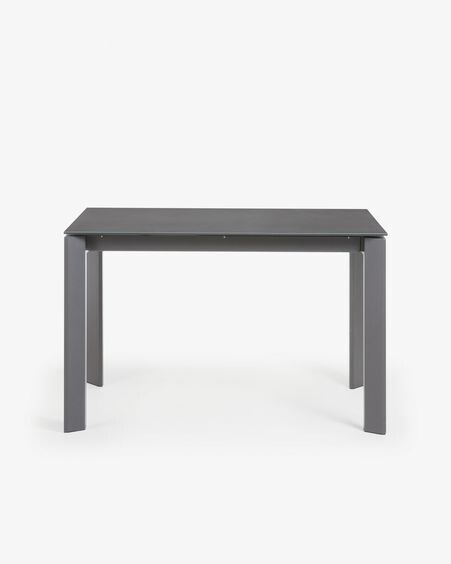 Mesa extensible Axis porcelánico acabado Vulcano Roca patas acero antracita 120 (180) cm
