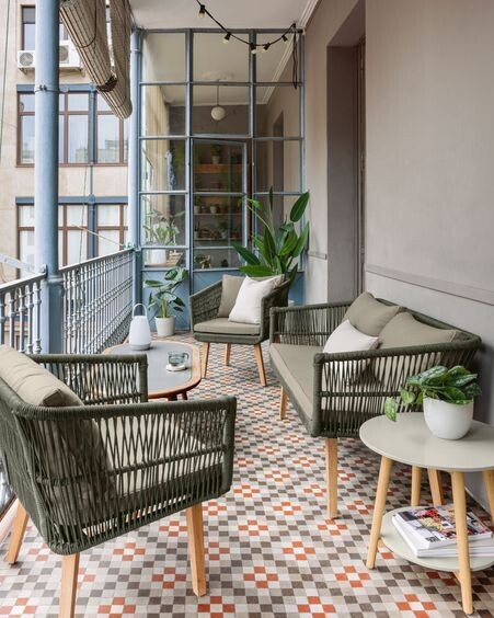 Set Inti de sofá 2 plazas y 2 butacas de cuerda verde FSC 100%