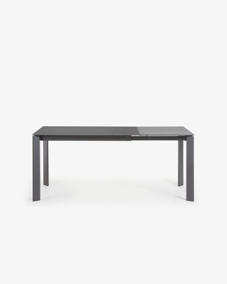 Mesa extensible Axis porcelánico acabado Vulcano Roca patas acero antracita 120 (180) cm