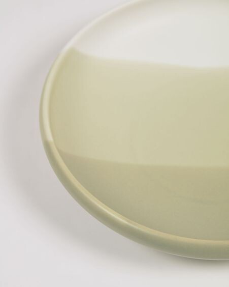 Plato de postre Sayuri de porcelana verde y blanco