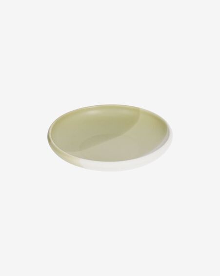 Plato de postre Sayuri de porcelana verde y blanco