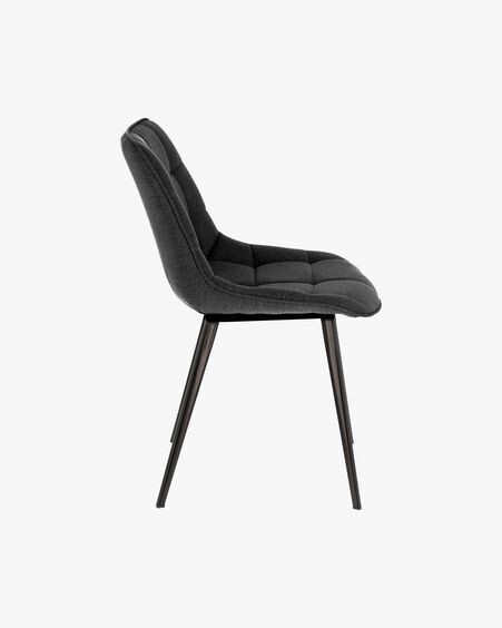 Silla Adam gris oscuro y patas de acero con acabado negro